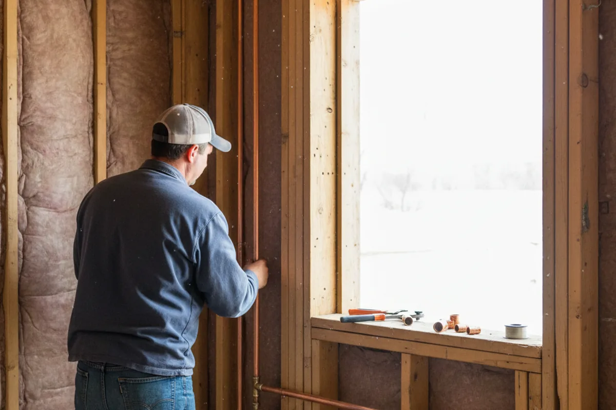 Licensed plumber running new copper supply lines in a Sterling home