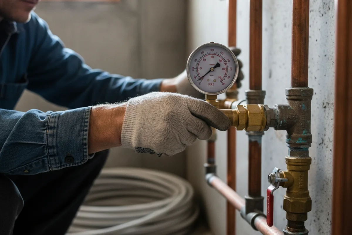 Pressure testing a repaired line during Water Line Repair in Sterling